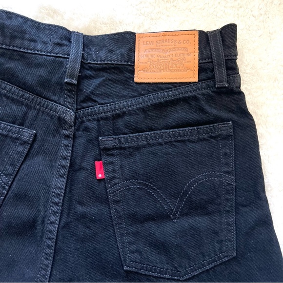 LEVI'S Ribcage Studded Rhinestone High Rise Jean Cut Off Shorts Black Size 26 - Picture 7 of 11